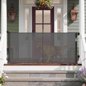 KISKIZ 72" Wide Reinforced Retractable Baby Gates Extra Wide Dog Gate/Black