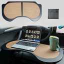 Frins Foldable Laptop Desk for Tesla Model Y Mddle 3, PU Leather Food Tray Table for Work, Study, Makeup, Travel, and Dining in car
