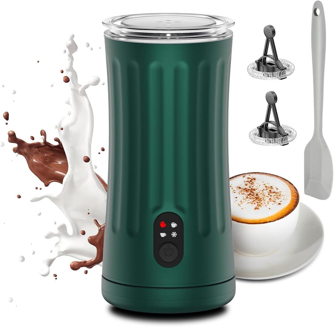 Milk Frother, Upgraded 4-in-1 Milk Frother and Steamer, Hot and Cold Foam Maker and Milk Warmer with Temperature Control & Auto Shut-Off, Frother for Coffee, Latte, Cappuccino, Matcha(Green)