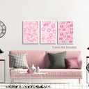 ZNHART Simplicity Pink Wall Art Set of 3 | Heart Shaped Doodle Smiley XO | Modern Canvas Prints for Girls Bedroom | Pink Wall Decor for Gallery, Dorm, or Home - Unframed 16x24 Inch