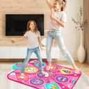 Kusntin Dance Mat, Dance Mixer Rhythm Step Play Mat, Pink Dance Pad with LED Lights, Adjustable Volume, Built-in Music, 5 Game Modes, Xmas Birthday Gifts for 3-10 Years Girls Toys (Multicolor)