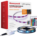 Honeywell 16.4ft Indoor LED Strip Light - Color Changing RGB, Motion Activated with Remote Control - for Bedroom, Kitchen, Dorm, Game Room, Cabinets, Etc - Wall Plug 12 Volt No Battery