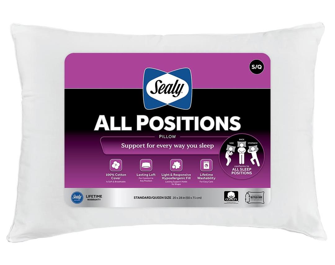 Sealy All Position Bed Pillow 20x28 in