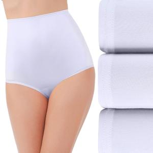 Vanity Fair Women's High Waisted Underwear, Full Coverage Ladies Panties, Perfectly Yours Briefs (6, Nylon - Star White/Star White/Star White)