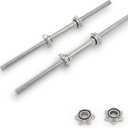 Sunny Health & Fitness 24" Standard Threaded Dumbbell Handle with Star-Lock Collars  Solid Steel, Fits 1" Plates, Knurled Grip, Chrome Finish - SF-SB01-24