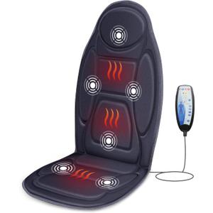 Snailax Back Massager with Heat, Vibration Massage Seat Cushion with 6 Vibrating Motors and 2 Heat Levels, Massage Chair Pad for Home Office use, Gifts for Him Her (Grey)