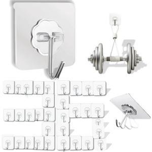 DDMY 36 Pack Heavy Duty Hooks Self Adhesive Large Hooks for Hanging,Wall Transparent Reusable Waterproof Hook for Kitchen Curtain Towel Hook for Bathrooms Coat Hook for Walls No Damage