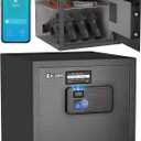Billconch Smart Gun Safe for Multiple Pistols - Automatic Lock Safe Box with LCD Display/Voice Guide, Quick Access Unlock with Fingerprint/Keypad/Key/App, Biometric Handgun Safe for Money Valuables