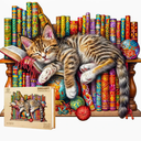 Jigfoxy Wooden Puzzle for Adults, DragonLi Cat Wooden Jigsaw Puzzles for Adult, Unique Animal Shape Wood Cut Puzzles, Christmas Thanksgiving Gifts for Friends Family (Size L 13.4x10.8 280 Pieces)