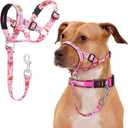 No-Pull Dog Head Collar, Print Head Halter Collar for Dogs, Gentle Lead Collar to Stop Heavy Pulling, Anti-Pull Training Muzzle Leash for Easy Control on Walks (Pink, Small)