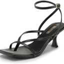 DREAM PAIRS Women's kitten Low Strappy Lace Up Heels Open Square Toe Thong Ankle Strap Heels Sexy Fashion Comfort Dress Shoes Party Sylvestra Pumps Heeled Sandals 6.5