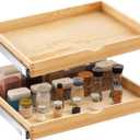 Menkxi 2 Set Wooden Pull out Cabinet Organizer Fully Assembled Slide out Pantry Drawer with Gentle Close Storage Shelf Tray for Base Kitchen Under Sink Bathroom Accessory(Wood Color,30'' X 21'' X 3")
