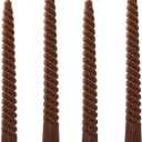 Spiral Brown Tapered Candle,8 inch-Set of 4 Tapered Candles, Tall Candlesticks, Long Candl Sticks, Home Dinner, Party, Wedding, Halloween(4, Brown, 8 inch)