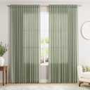 Extra Wide 100 Inch Linen Curtains for Living Room Divider Light Filtering Semi Sheer Back Tab Patio Curtains for Sliding Door Sage Green Coastal Decor Sunroom Floor to Ceiling Window Curtain 100x84