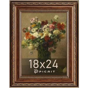 Picrit 18x24 Antique Gold Bronze Poster Frame, 2.75 Inch Wide Ornate Border Victorian Style - Wall Mountable Photo Frame for Gallery Art & Home Decor, 1 Pack