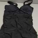 Blooming Jelly Women One Piece Swim Dress Tummy Control Swimsuits Slimming Mesh Sheer Sarong Wraps Bathing Suit (Medium, Black)