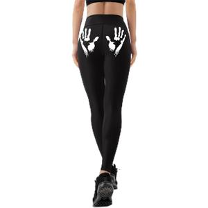 Women Leggings with Glow in The Dark Skeleton High Waisted Pants for Masquerade Party Night Runnin Disco Bar (Green, L)