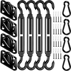 Sun Shade Sail Hardware Kit: 6 Inch 304 Stainless Sunshade Hardware for Rectangle & Triangle Shade Sail Installation, 44 Pcs Heavy Duty Canopy Accessories for Sun Shades Outdoor Patio Garden Backyard