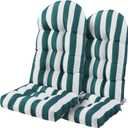 Enipate Weather Resistant Adirondack Chair Cushions Set of 2 High Back Indoor Outdoor Patio Tufted Lounge Cushion Seat Pads, 44 x 19.6 x 4 inches, Green White Stripe 2-pack