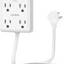 Flat Multi Plug Extender with 3 USB Wall Charger(1 Type C), 4 Outlet Wall Adapter, 4 ft Thin Extension Cord, Flat Plug Surge Protector Power Strip for Home, Office, College Dorm. White