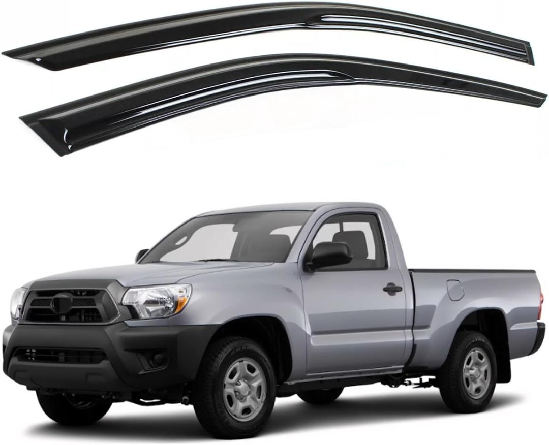 IG Window Visors Fit for 2005-2015 Toyota Tacoma Single Cab, Out-Channel Rain Guards Vent Wind Deflectors 2PC, Truck Accessories for 05-15 Tacoma Regular Cab (Single Cab Only)