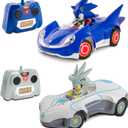 NKOK 1/28 Scale 2.4GHz RC Sonic 2PK RC Sonic & Silver; Officially Licensed; Full Function Radio Control; Detailed 6.5 Vehicle and Character; Grippy Tires; Adjustable Front Wheels