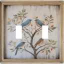 Decorative Art Light Switch Covers Vintage BirdArt 2 Gang Double Toggle Wall Plate Decorative Switchcover Electrical Switchplate for Home Decor