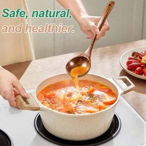 Wooden Ladles for Cooking, 2-Piece Soup Ladle Set, Natural Teak Wood Soup Ladle for Cooking, Serving and Stirring