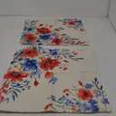 RABUSOFA 4th of July Memorial Day Patriotic Throw Pillow Cover,18x18 Inch Red White and Blue Flowers Independence Day American Fourth of July Decoration for Sofa Couch Set of 2