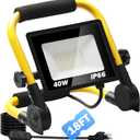 4800LM LED 40W Work Light, Portable Flood Light with 18FT Cord, IP66 Waterproof 5000K Worklight Floodlight for Outdoor, Job Site Workshop Garage Construction Site Lighting