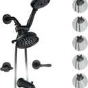 2 Handle Shower Faucet Set with Tub Spout Shower Faucets Sets Complete Two Handle, Matte Black 2 Handle Tub Shower Faucet Sets