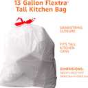 Amazon Basics Flextra Tall Kitchen Drawstring Trash Bags, 13 Gallon, Unscented, 50 Count