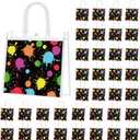 Supervitae 36 Pcs Glowing Clear Favor Bags with Handle Reusable Plastic PVC Gift Bag Neon Goodies Treats Totes for Birthday Wedding Christmas Party Supplies, 8 x 8 x 3.15 Inch