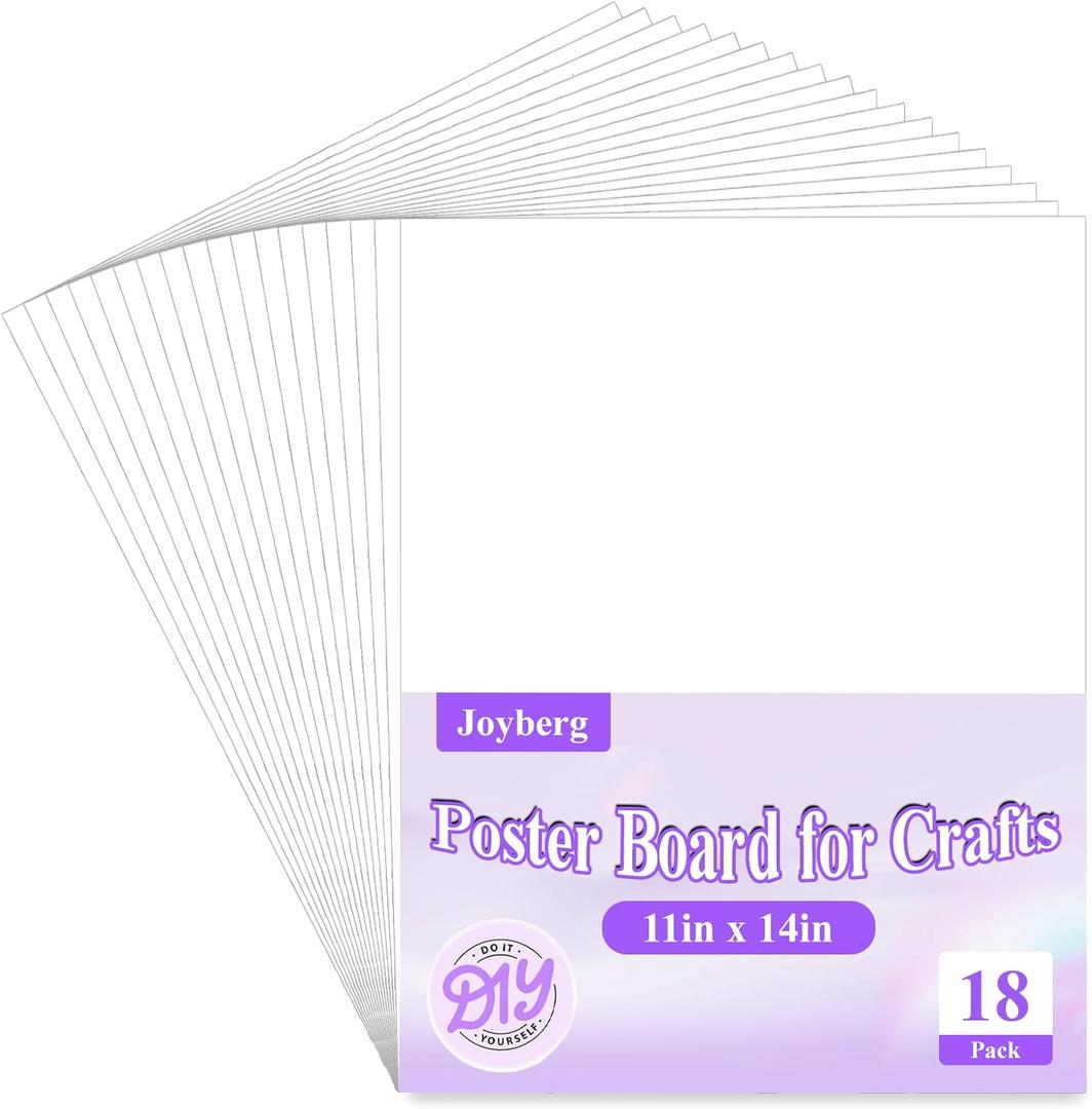 Joyberg 18-Pack Poster Board, 11in x 14in White Poster Boards, Posterboard, Poster Board Paper for Crafts, DIY, Drawing