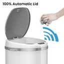 iTouchless 8 Gallon Trash Can with Odor Filter, Round White Stainless Steel Trashcan Garbage Bin for Home Office Work Bedroom Living Room Garage Large Capacity Slim Wastebasket