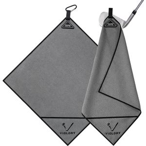 Magnetic Golf Towel for Bag 18" x 18" with Clip Exclusive Cleaning Pocket Microfiber Waffle Ultra Absorbent Club Ball Cleaner Essential Golf Accessories and Gifts for Men Women(Gray 1 Pack)