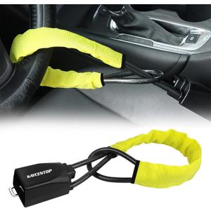 KAYCENTOP Car Steering Wheel Lock, Seat Belt Lock, Anti-Theft Device, Max 17 Inch Length, Small and Light-Weight, Multi-Functional, Fit Most Vehicle, SUV, Golf Cart Security (Yellow)