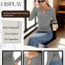 3 Pack Women's Long Sleeve Cutout Neck Keyhole Knit Shirts Slim Fit Stretchy Going Out Y2k Tops with Side Ruched (S)