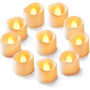 Homemory 11-Pack Flameless LED Tea Lights Candles Battery Operated, 200+Hour Fake Electric Candles TeaLights for Votive, Aniversary, Wedding Centerpiece Table Decor, Funeral, Halloween, Christmas (Bright Amber Glow White Body)
