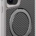 Designed for Samsung Galaxy S24 Ultra Case, Metal 360 Spin Magnetic Stand,Fit for MagSafe,Ring Holder,Carbon Fiber Pattern,Fully Drotected, for Women Men, Grey