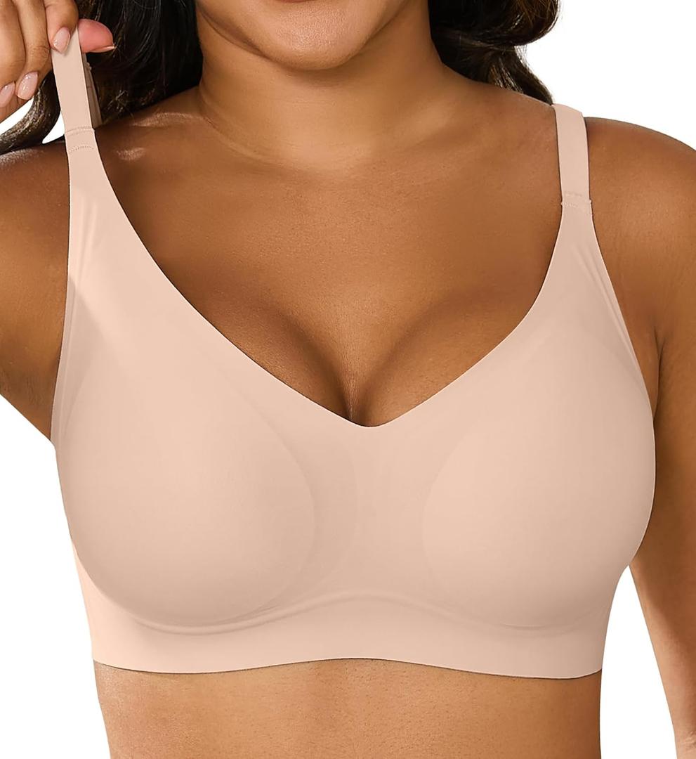 Xcutting Women's Supportive Wireless Jelly Bras for Women Seamless Comfort, Full Coverage, No Underwire, T-Shirt Women Bras, XXL