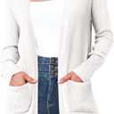 BB&KK Cardigan Sweaters for Women Knit Ribbed Long Sleeve Open Front Casual Winter Lightweight Cardigans with Pockets (White, L)