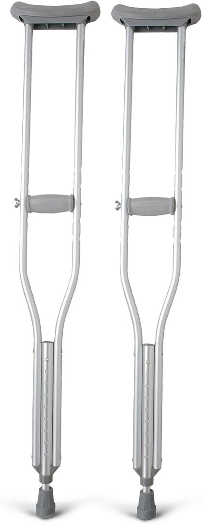 Medline Medium Aluminum Crutches For Adults & Seniors 525'10" Tall, Walking Aid For Reliable Balance, Comfortably Holds Up To 300 lbs.