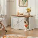 Feandrea Litter Box Enclosure, Modern Cat Litter Box Furniture Hidden, Honey Brown + Rustic White, L (33.5"L x 19"W x 19.5"H)