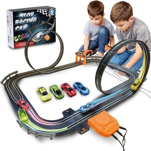 Slot Car Race Track Sets, Race Car with 4 High Speed Cars, Race Tracks for Kids Ages 4-8, Electric Slot Car Race Track Sets, Remote Control Car, Gifts Toys for Boys - 160' Raceway