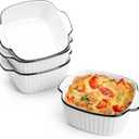 NUTRIUPS 13Oz Ceramic Baking Dishes set of 4, 5.7x4.5x2.2'' Square Baking Dishes, Small Baking Dish for Air Fryer, Ceramic Bakeware with Handles, Oven & Microwave Safe