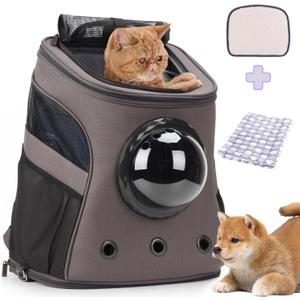 LOLLIMEOW Large Pet Carrier Backpack, Bubble Backpack Carrier for Fat Cats and Puppies,Airline-Approved(Grey)