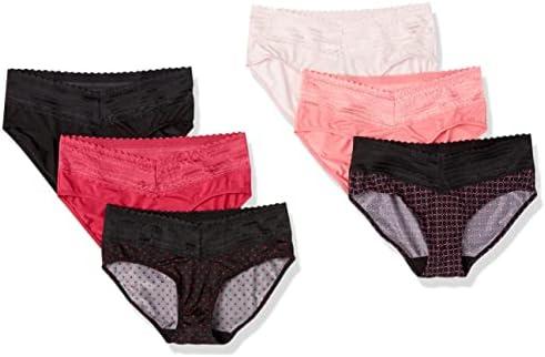 Warner's Women's Blissful Benefits Dig-Free Comfort Waistband with Lace Microfiber Hipster 6-Pack Ru1796w, Size L