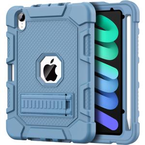 Azzsy Case for iPad mini 7 A17 Pro 2024 / iPad mini 6 2021 8.3 Inch, Heavy Duty Shockproof Rugged Protective Case for iPad mini 7th/ 6th Generation 8.3", Light Blue