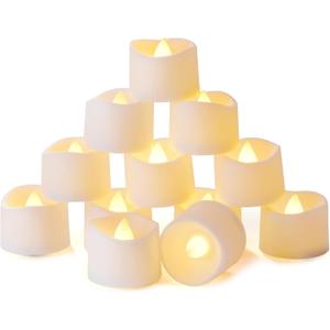 Homemory Timer Tea Lights Candles Battery Operated, 6H Timer Built-in, Auto On Daily, Flameless LED Tealight Votives for Table Centerpieces, Lantern, Holiday Decor, Warm Lamp, No Remote, 12-Pack (Warm White Glow, White Base)